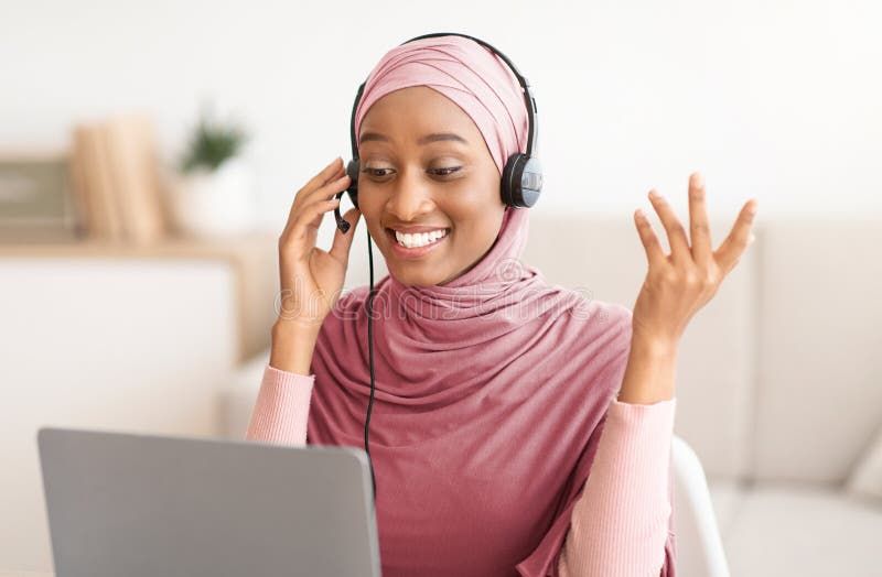 person taking an online arabic video course